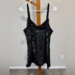 Marc Cain Black Sequined Tunic Mini Dress with Tie Straps Sz 4 NWT